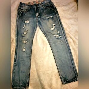 Sosoo Rare Mens Western Denim Jeans Size 36 X 30 Blue Distressed
